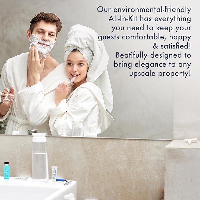 Personal Care Travel Toiletries | 1-Shoppe Amenities Kit | Travel Shaving Set, Toothbrush & Paste, Mouthwash, Makeup Wipes, Swabs, Nail File & Sewing Kit | 150 Pieces