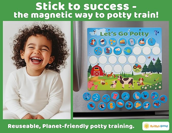 Reusable Magnetic Animals Potty Chart, Potty Training for Boys, Potty Training Chart for Toddler Girls, Potty Training Rewards Boys, Sticker Chart Kids, Potty Training Sticker Chart for Toddlers