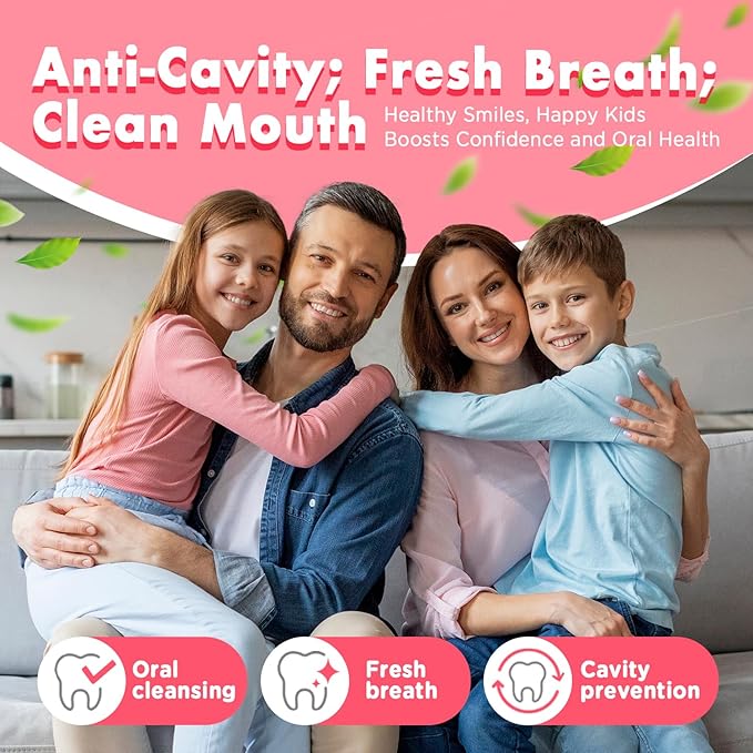 Mouth Spray for Kids Toddler Toothpaste Helper Fluoride Free Baby Toothpaste Cavity Protection Oral Care with Natural P113+ Antibacterial Peptide for Newborns to Age 6 (Original&Grape)