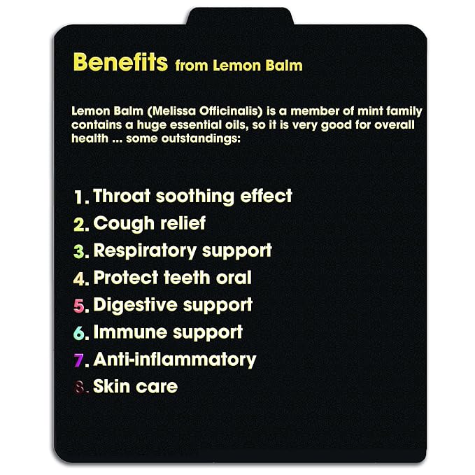 Lemon Balm Tea Bags Pyramid with String - Throat Soothing Effect, Cough Relief, Respiratory Support, Improve Mod, Relieve Stress - Premium Lemon Balm Herb (Melissa Officinalis) - Health Herbal Tea