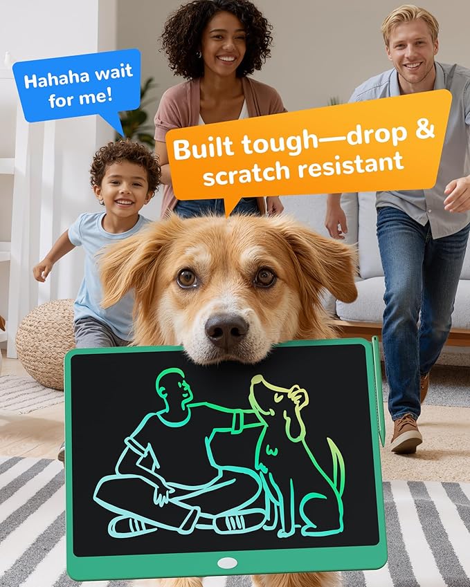 KOKODI LCD Writing Tablet, 16 Inch Colorful Toddler Doodle Board Drawing Tablet, Erasable Reusable Electronic Drawing Pads, Educational and Learning Toy for 3-6 Years Old Boy and Girls(Green)