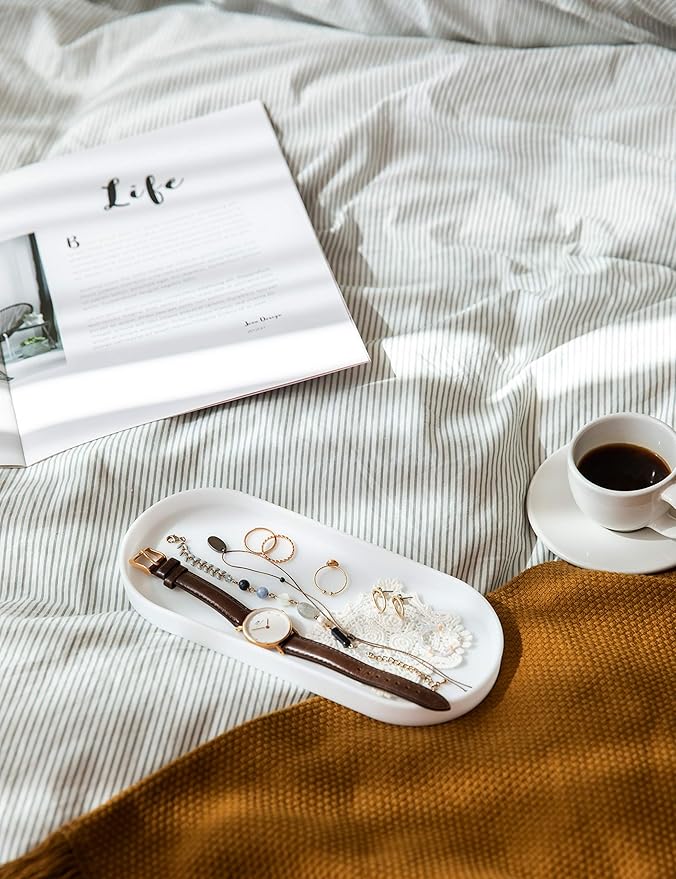 Lazy K Silicone Tray - Small Vanity Tray Organizer - Spoon Rest Holder - Multi-Purpose Modern Kitchen Sink, Bathroom, Counter Organizer (Light Grey)