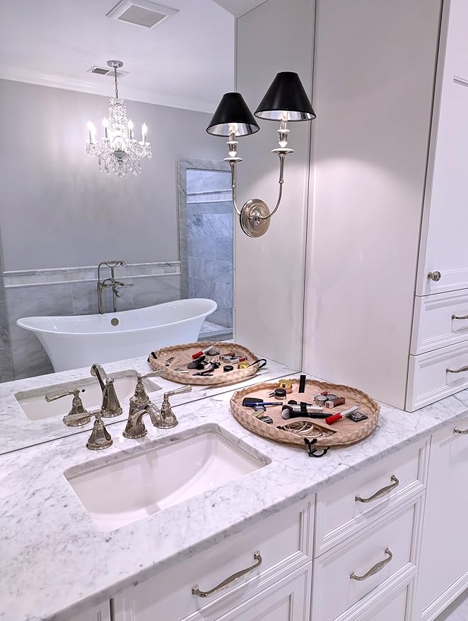 Lay-n-Go Cosmo Layflat Drawstring Cosmetic & Makeup Bag Organizer - Portable Drawstring Bag w/Zipper Pocket, Makeup Loops & More - Durable, Machine Washable Toiletry Bag for Travel (20", Checked)