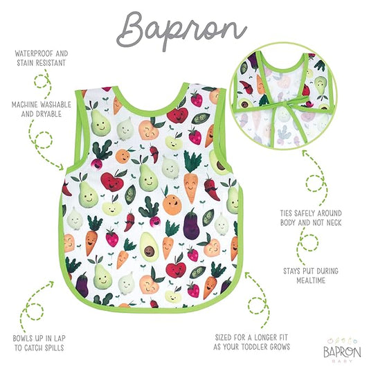 BapronBaby Market Fresh Bapron - No Neck Tie Safer Bib for Baby & Toddler - Soft Waterproof Stain Resistant - Machine Washable - Sz Preschool 3-5yrs