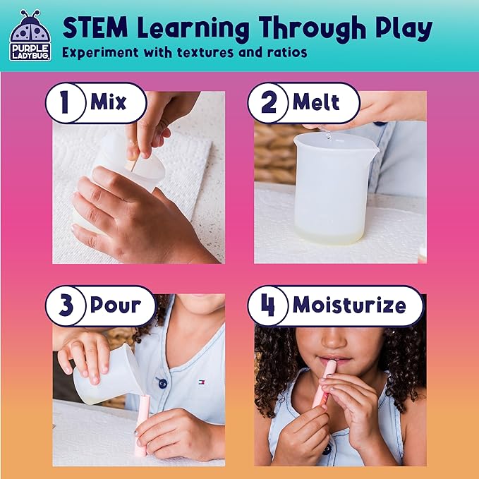 PURPLE LADYBUG DIY Lip Balm Making Kit - Girls Christmas Gift Idea for 8-12 Tweens & Teens, Gifts for 9 Year Old Girls - Natural Lip Care Craft, Make Your Own Lip Balm with 3 Flavors, STEM Science