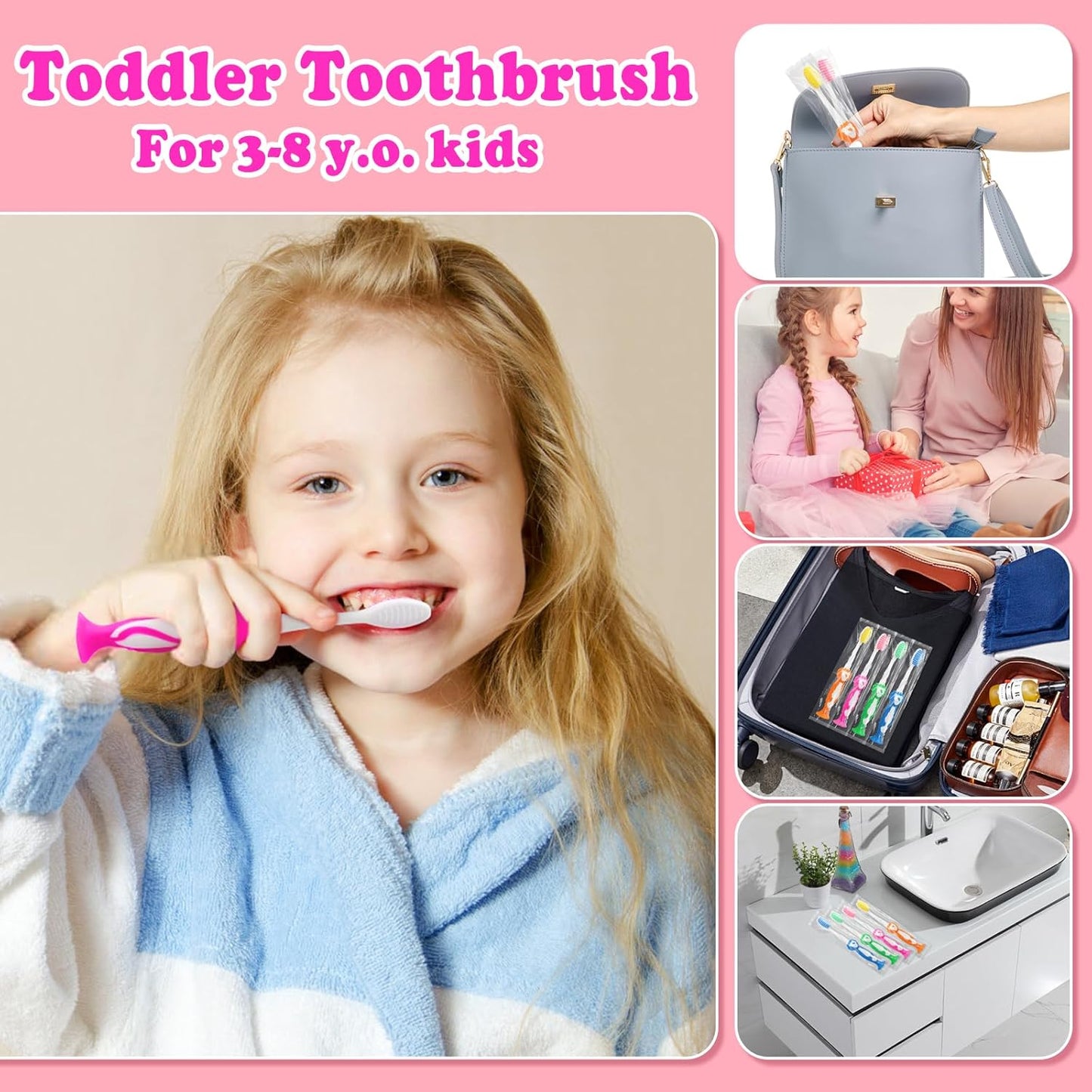 Disposable Toddler Toothbrushes - Pack of 120, Manual Suction Cup Bulk Kids Toothbrushes Individually Wrapped Animal Toothbrush for Home, School, Camp, Daycare, Travel