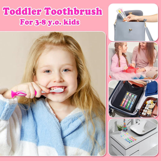 Disposable Toddler Toothbrushes - Pack of 20, Manual Suction Cup Bulk Kids Toothbrushes Individually Wrapped Animal Toothbrush for Home, School, Camp, Daycare, Travel