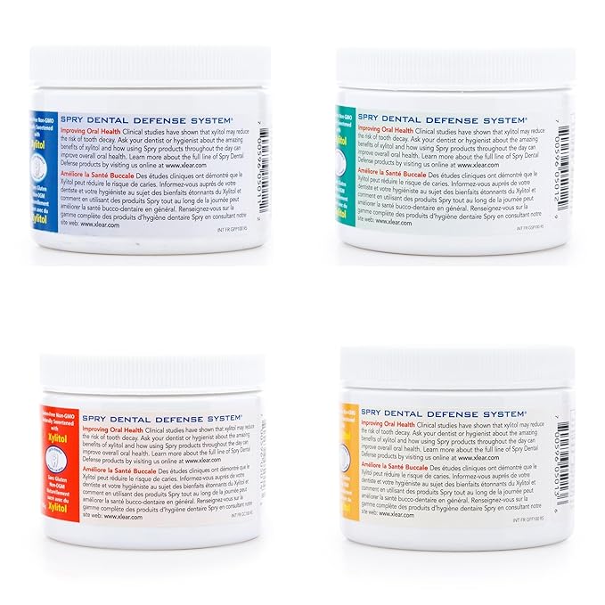 Spry Fresh Natural Xylitol Chewing Gum Dental Defense System - Aspartame-Free, Sugar-Free, Non-GMO, Gluten-Free (Variety Pack, 100 Count - Pack of 4)