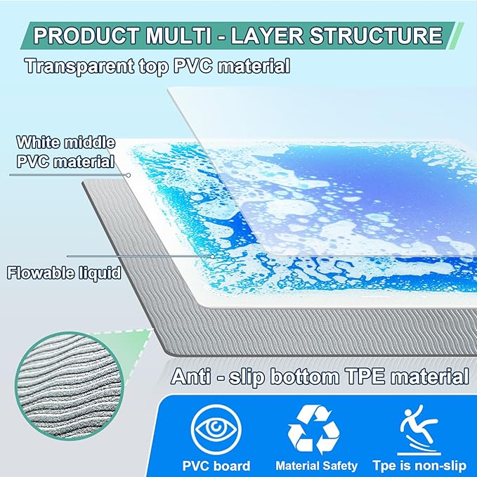 Liquid Sensory Tiles Floor Pads - 9 PCS Square Sensory Floor Mats for Kids Over Three Years Old