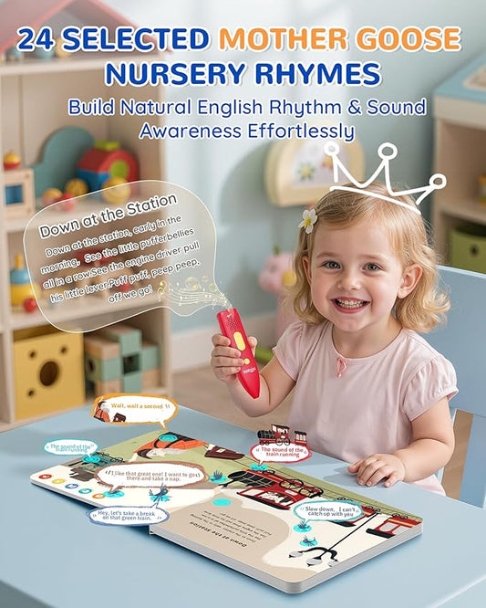 KOKODI Talking Pen Books Set, Interactive Audio Nursery Rhymes with Learning Pen, Educational Sensory Toy, Early Learning Gift for Toddlers Kids, Birthday & Christmas Gifts for Boys Girls Age 2-6