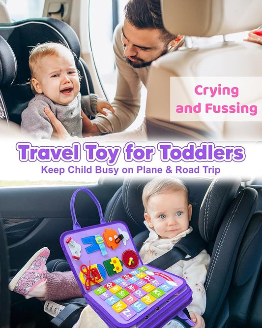 Busy Board Montessori Toys for Toddler Boy Girl Birthday Gifts, Busy Book Sensory Learning Toys for Toddlers, Educational Activities Airplane Car Travel Toy for Toddlers