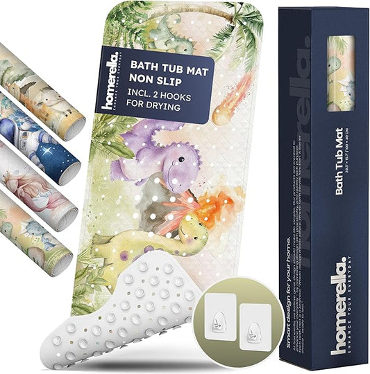 Bath Tub Mat Non Slip Anti Mold for Kids BPA Free INCL Hooks - homerella® Ocean Sea Animals 40x16, Baby Bath Mat Non Slip 200 Suction Cups, Non Toxic Machine Washable Toddler Bath Mat, EU Certified