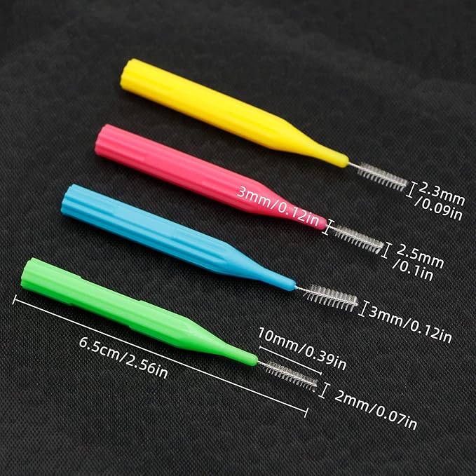 RAZOKO Interdental Brush, Flossing Head,Easy Use Tooth Cleaning Tool (1Pack(2mm/2.3mm/2.5mm/3mm)-88pcs)