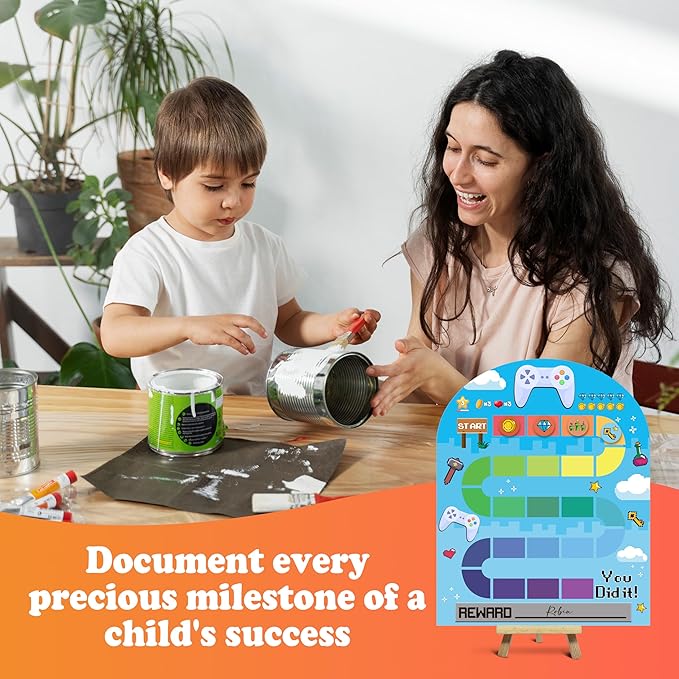 Gaming Theme Wooden Reward Chart, Behavior Reward Charts, Incentive Responsibility Chart for Boys Kids Toddlers Chore Homework Good Habits Assignments Attendance, 02