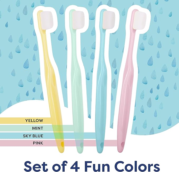 Nano Toothbrush for Sensitive Gums - Extra Soft, Perfect for Kids (4 Pack)