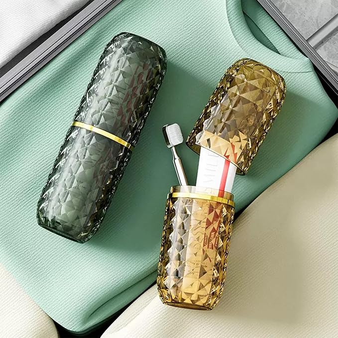 Toothbrush Holders with Cover, Portable Travel Toothbrush Case with lid, Toothbrush Container for Bathroom Countertop Organizer (Green)