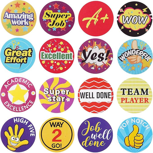 1000 Piece Kids Reward Stickers, Fun Motivational and Praise Kids Stickers to Motivate Responsibility & Good Habits,Teacher Supplies for Classroom (1" and 2 Rolls)