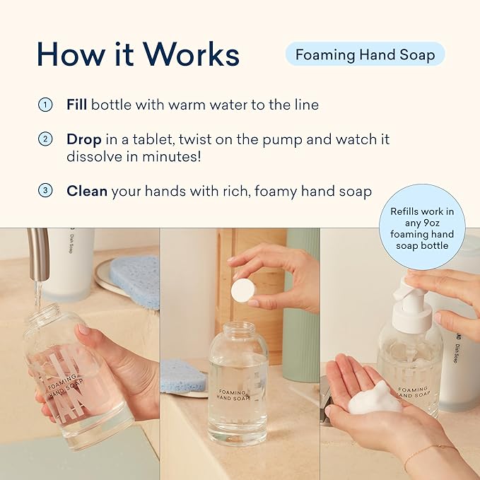 BLUELAND Foaming Hand Soap Refills - 10 Pack Tablets, Garden Variety Pack Scents, Eco Friendly Hand Soap and Cleaning Products - Makes 10 x 9 Fl oz bottles (90 Fl oz total)