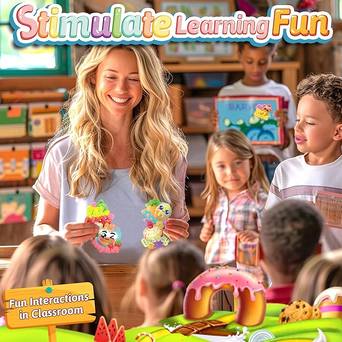 HORIECHALY 240 Pcs 3D Large Food Scratch and Sniff Stickers, Motivational Reward Scented Sticker for Kids & Teachers, Smelly Stickers for Classroom, Birthday, Student Party, School