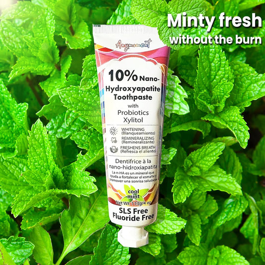 Anymoment 10% Nano Hydroxyapatite Toothpaste (Fluoride Free), Whitening*, Supports Enamel Care*, Appropriate for Sensitive Teeth*, SLS Free, Xylitol nHA Toothpaste for Adults, Mint 4oz (Pack of 3)