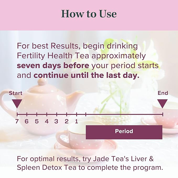 Jade Tea - Organic Women's Fertility Tea, 2 in 1 Hormone Balance Tea & Period Pain Relief - Red Raspberry Leaf, Lady’s Mantle, Red Clover, Chamomile, & Damiana Leaf, Fair Trade USA - Made in USA