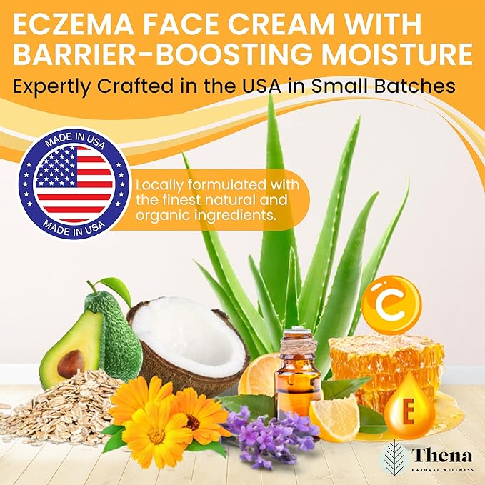 Thena Healing Cream Intensive Moisturizing Dry Irritated Itchy Skin Relief - Hydrates Soothes Nourishes Hands Body Scalp, Natural Moisturizer for Eczema Psoriasis Dermatitis, Adults & Kids