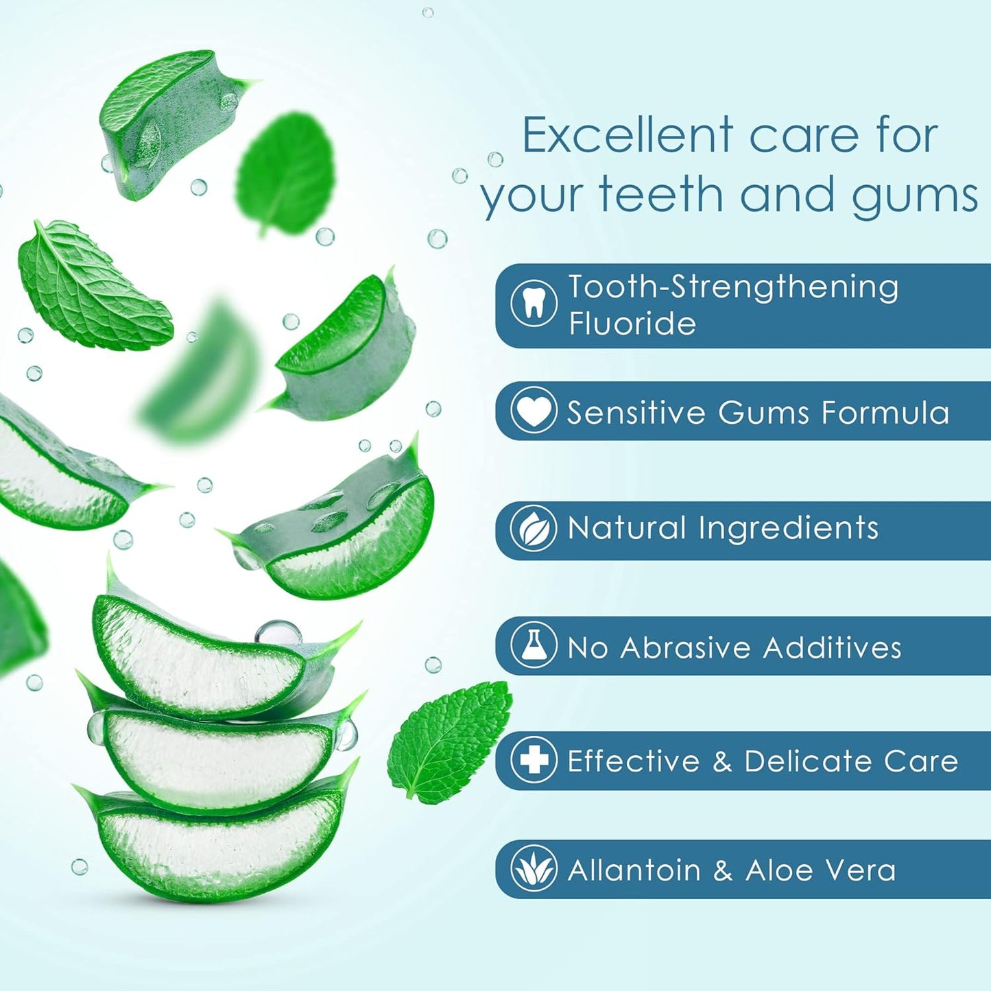 Naturally Soothing Toothpaste for Sensitive Teeth and Gum Care with Aloe Vera, Allantoin & Fresh Mint Flavor, Gentle & Natural, ADA Approved (5-oz, 3 Count)