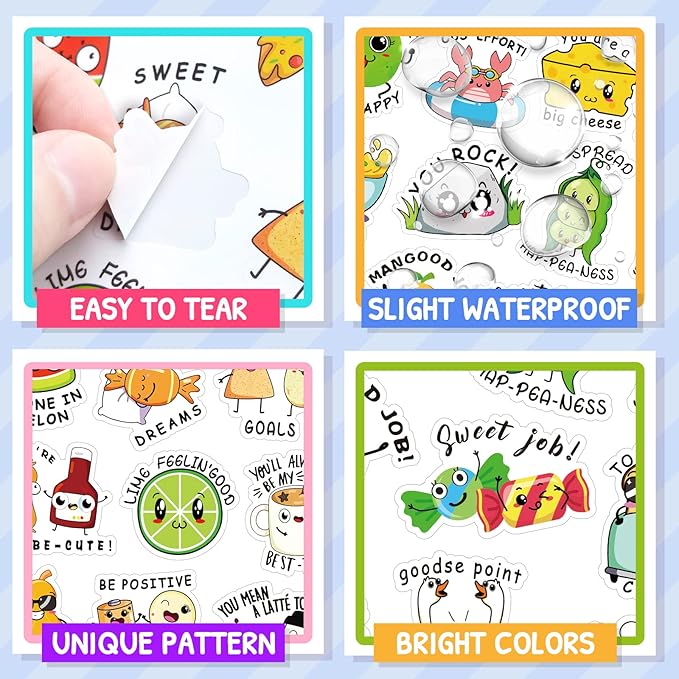 900PCS Funny Punny Reward Stickers for Kids Motivational Stickers Inspiration Positive Accents Teacher Supplies Stickers for Classroom Cute Cartoon Incentive Labels School Stickers for Students Chart