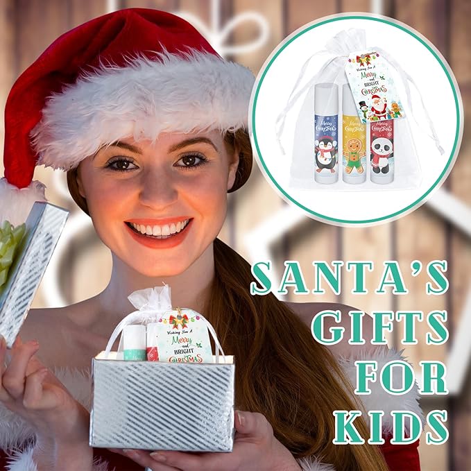 100 Pack Christmas Lip Balm Bulk Party Favors, Holiday Stocking Stuffers for Women Men, Small Employee Appreciation Gifts, Winter Moisturizing Lip Care Set for Coworkers Staff Thank You Gifts
