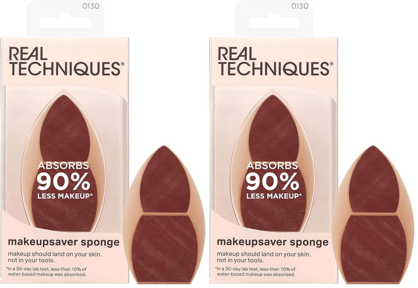Real Techniques Makeupsaver Sponge, Makeup Blender Sponge For Liquid & Cream Formulations, Natural Finish & Reduces Makeup Waste, Targeted Application, Cruelty & Latex-Free, 1 Count (Pack of 2)