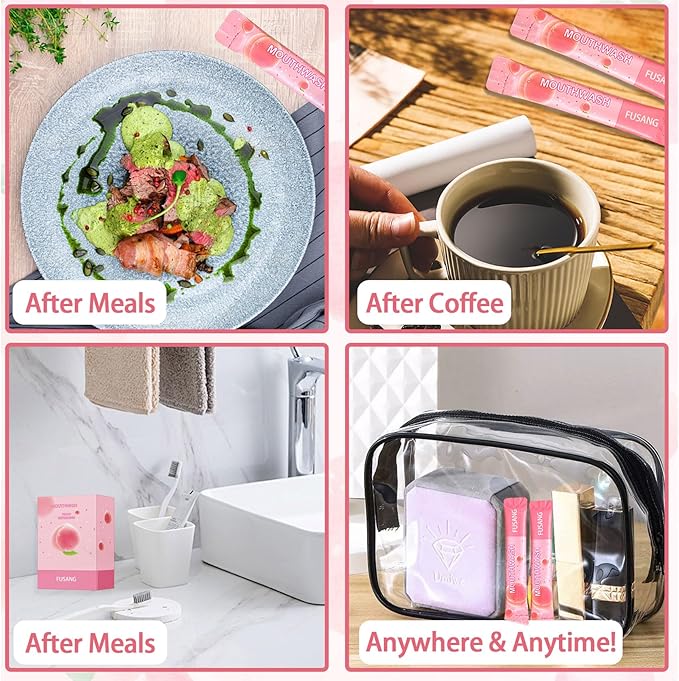 Travel Size Mouthwash 20 Pack,Peach Flavored Mini Mouthwash Travel Size for Fresh Breath,Individual Packaged Hotels Portable Travel Size Toiletries Products