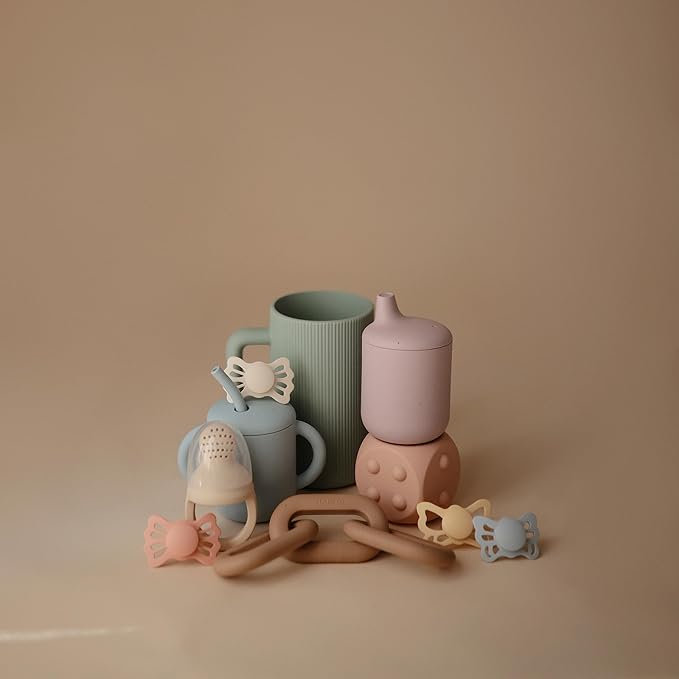 mushie Baby Bath Rinse Cup | 100% Food Grade Silicone | Shampoo & Body Washing Rinser Cup For Kids (Cambridge Blue)