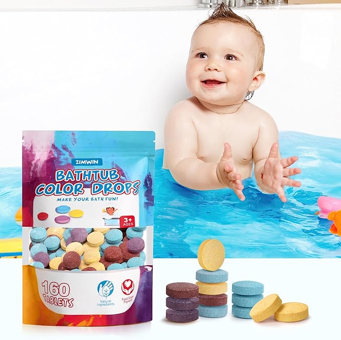 Bath Color Tablets for Kids, 11.3 oz Value Pack, 160 Count Kids Bath Bombs Bath Colors Tablets Make Fun Educational Bathtime, Bath Bombs Toys for Kid