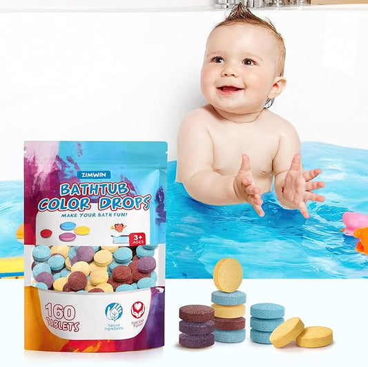 Bath Color Tablets for Kids, 11.3 oz Value Pack, 160 Count Kids Bath Bombs Bath Colors Tablets Make Fun Educational Bathtime, Bath Bombs Toys for Kid