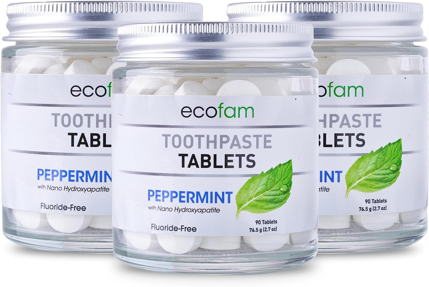 Toothpaste Tablets – Peppermint | Nano Hydroxyapatite Toothpaste Tablets Chewable | Fluoride Free l 90 Tabs