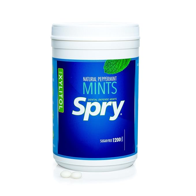 Spry Xylitol Peppermint Sugar Free Candy - Promote Oral Health, Increase Saliva Production, Stop Bad Breath, Non-GMO, Gluten-Free, 1200 Count (Pack of 1)