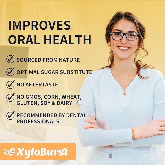 XyloBurst Gum | Xylitol Chewing Gum | Sugar Free, Gluten Free, Keto Friendly | Aspartame Free Gum For Oral Health | Fruit | 12 Pieces, Pack of 12