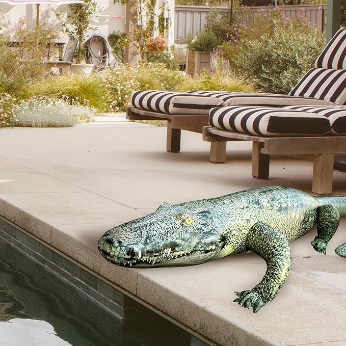 Jet Creations Alligator Inflatable 49"L (76" Head to Tail) – Green with Armor Imprint – Realistic Animal Toy, Sports Mascot, Thanksgiving and Christmas Decorations, Holiday Home Decor, 1 pc