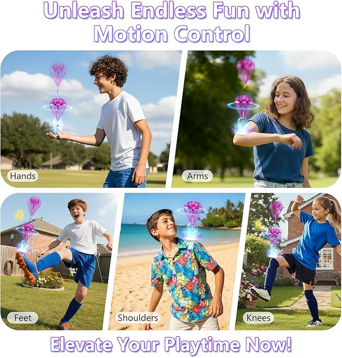 Tikduck 2025 Flying Bouncing Ball Toy - USB Rechargeable, Hand-Controlled with 3D Flips & Multi-Player Fun - Interactive Orb Toy for Kids, Teens & Adults - Indoor & Outdoor Play (Purple)