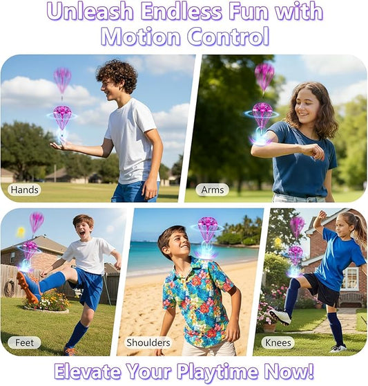 Tikduck 2025 Flying Bouncing Ball Toy - USB Rechargeable, Hand-Controlled with 3D Flips & Multi-Player Fun - Interactive Orb Toy for Kids, Teens & Adults - Indoor & Outdoor Play (Purple)