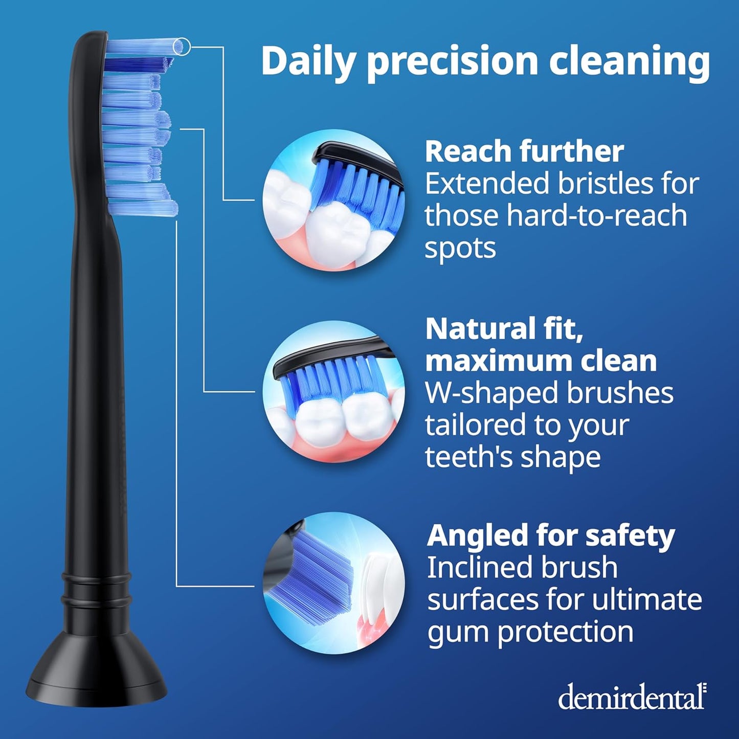 Replacement Heads - Compatible with Philips Sonicare Replacement Heads - Medium Replacement Toothbrush Head - Replaces HX6015/03 SimplyClean Toothbrush Heads - Black - 8 Pack