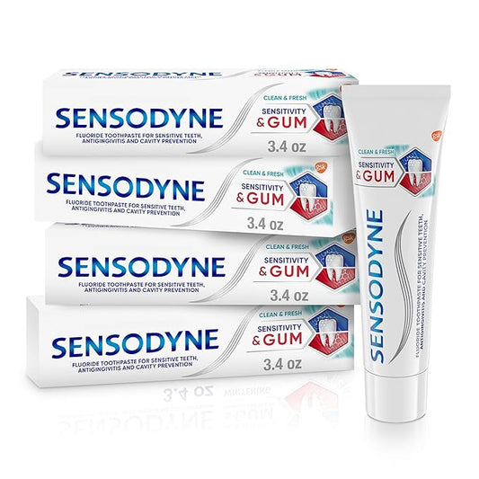 Sensodyne Sensitivity & Gum Sensitive Toothpaste for Gingivitis, Sensitive Teeth Treatment, Clean & Fresh - 3.4 oz (pack of 4)