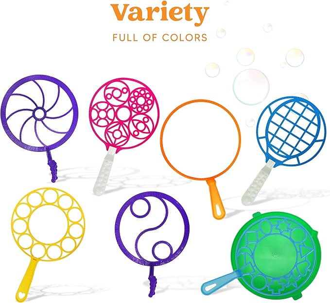 JOYIN Big Bubble Wands Set Bulk for Kids Summer Outdoor Toy Game Activity Party Favors, 18 Pcs Giant Bubble Maker with Tray, 12" Large, 6 Pcs Solution Suitable for All Age People