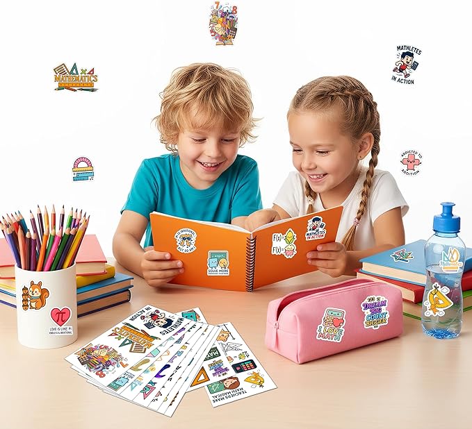 100 PCS Math Stickers Pack, Vinyl Waterproof Decals of Numbers Equations Geometry Algebra Graphs and Pi Symbols, Fun Gift for Kids Teens Adults Students Teachers Water Bottle Scrapbook