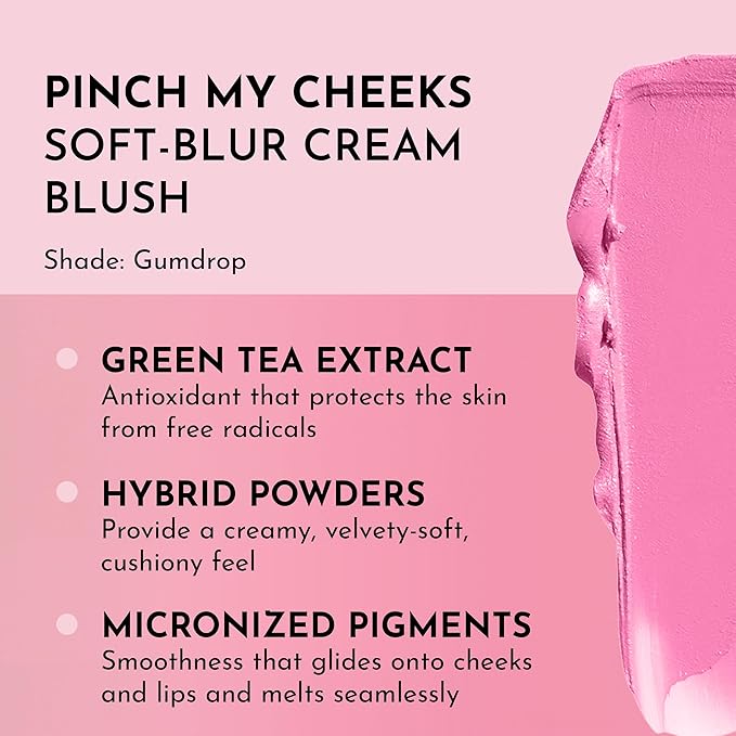 LAWLESS Pinch My Cheeks Soft-Blur Cream Blush - Gumdrop - Premium Blush with Natural Ingredients to Re-Energize and Protect the Skin While Imparting a Soft, Cloudy Finish - 0.18 oz
