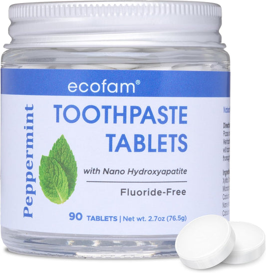 Toothpaste Tablets – Peppermint | Nano Hydroxyapatite Toothpaste Tablets Chewable | Fluoride Free l 90 Tabs
