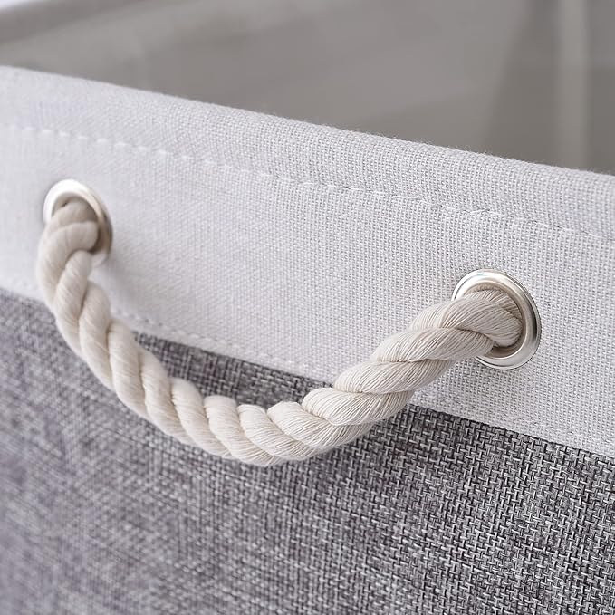 Fabric Storage Bins 12x8x5 inch [6-Pack] with Rope Handles - Decorative Baskets for Organizing