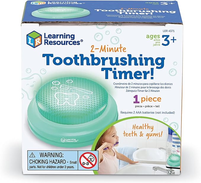 Learning Resources 2-Minute Toothbrushing Timer - 1 Piece, Age 3+, Kids Dental Health, Toddler Toothbrush for Boys and Girls