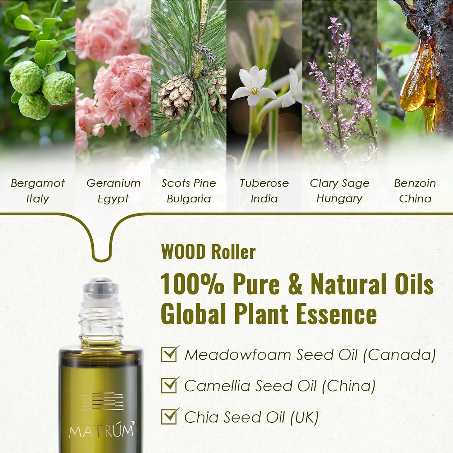 MATRUM Deep Relax & Ease Anxiety Essential Oil Roll On Set, 100% Pure Aromatherapy Oils for Stress Relief, Calming & Emotional Balance, Pet Friendly, Portable, Wood & Earth Duo, 1 Fl Oz