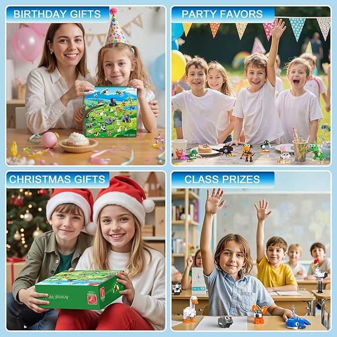 32 Packs Party Favors Building Block Sets for Kids,Mini Animal Building Toys for Classroom Prizes,Goodie Bag Stocking Stuffers,Valentines Day Christmas Birthday Gifts for Girls Boys Age 8-12